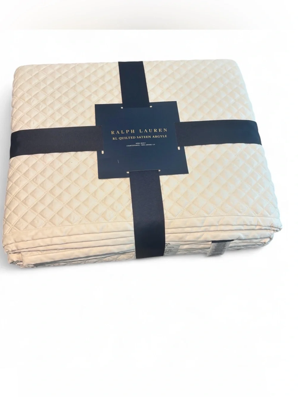 🌺Ralph Lauren King QUILT 100% Cotton Sateen Argyle throw blanket Retail $470 NWT